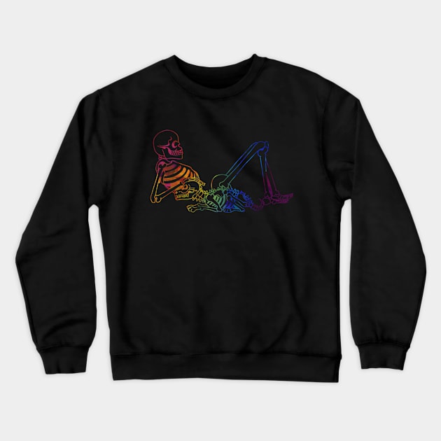 Rainbow Skeleton and Dog Crewneck Sweatshirt by rmcbuckeye
